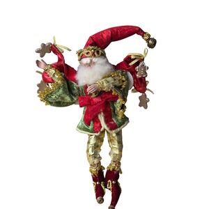 Mark Roberts Christmas Fairy Santa Figure Red Green Gold Gingerbread Bell 11"
